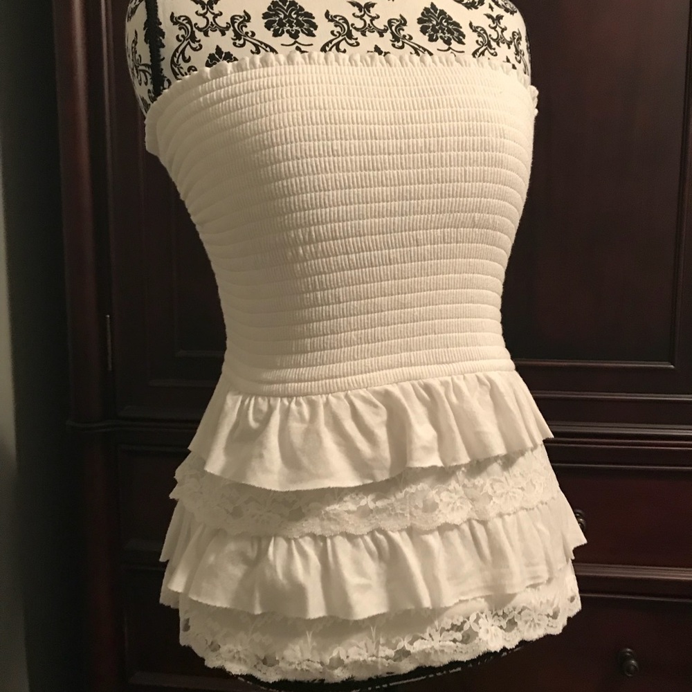 Hollister Tiered Lace Strapless Tube Top Large